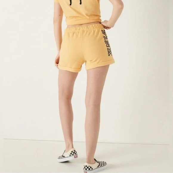 VS PINK Honeycomb Yellow Classic Logo Everyday Lounge Boyfriend Shorts M ; NWT - Picture 8 of 8